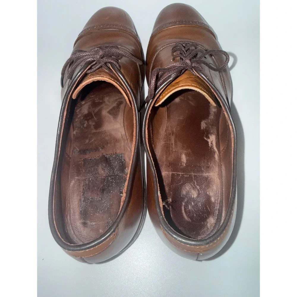 Allen Edmonds Fifth Avenue Mens 11 D Tan Leather Cap Toe Oxford Shoes 5735